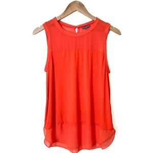 Vince Camuto Bright Orange Tank Top with Sheer Detail
